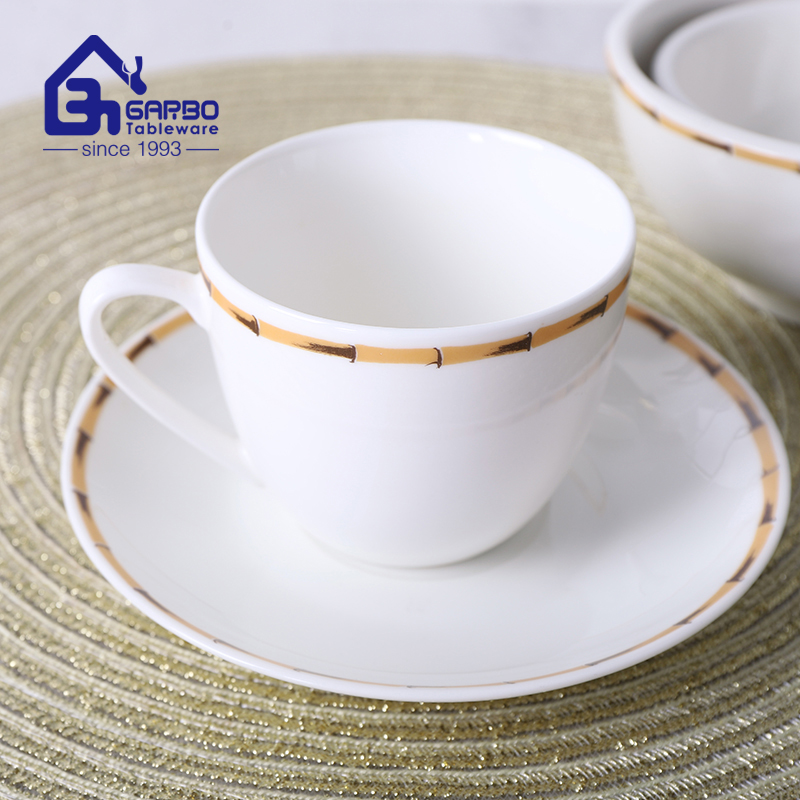 340ml durable porcelain coffee and tea mug set with flower decal