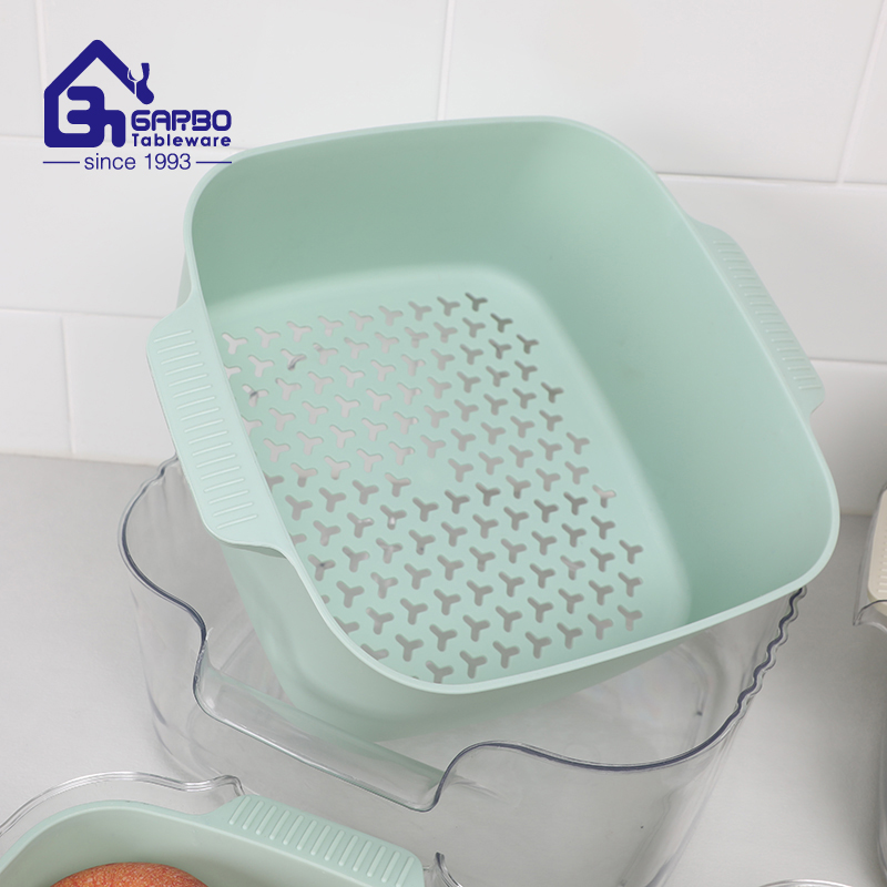 American market hot sale mint green colored plastic draining basket with handlec