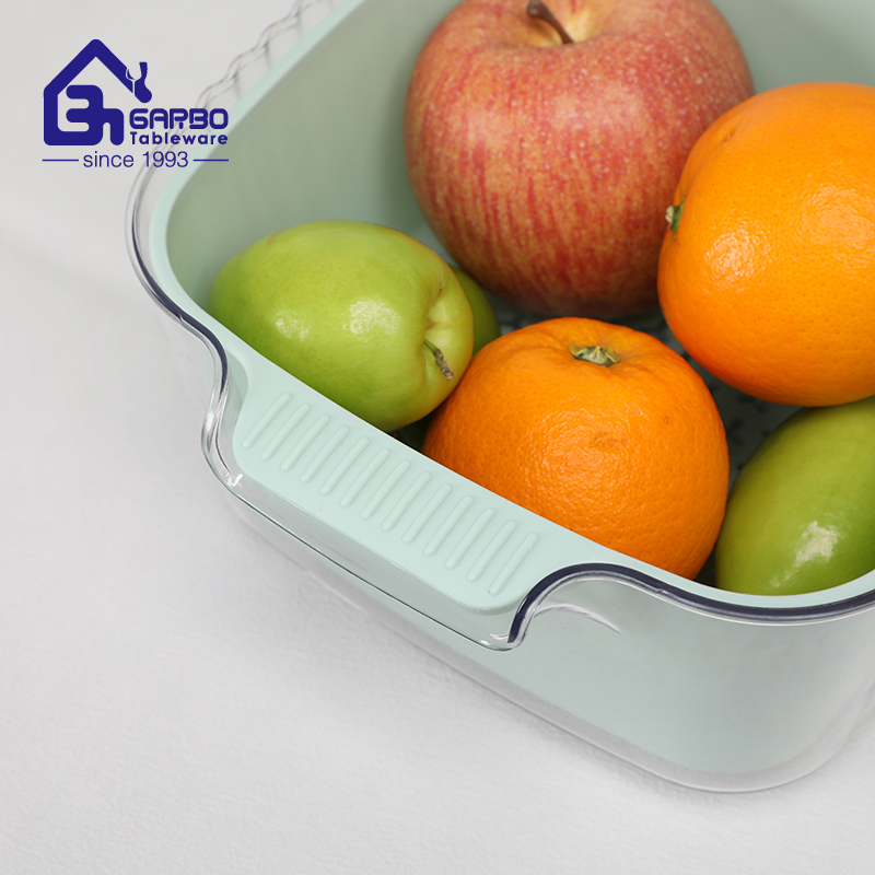 American market hot sale mint green colored plastic draining basket with handlec