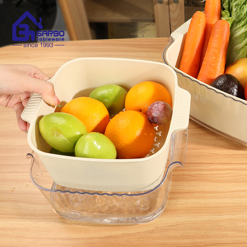 High Quality Household Kitchenware PET Drain Basket Plastic Vegetable Washing Basin Filter Fruit Basket