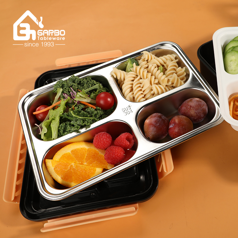 18/8 heavy duty stainless steel food container with spoon and chopsticks