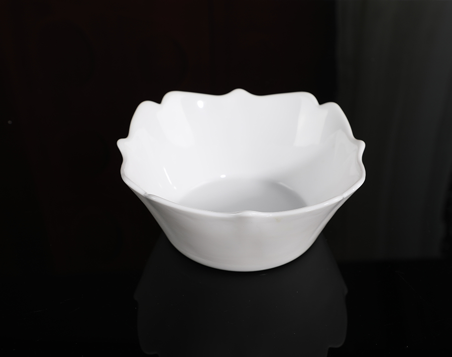 Wholesale white 10 inch square glass bowl for salad fruit