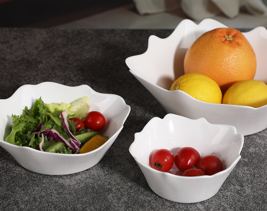 Wholesale white 10 inch square glass bowl for salad fruit