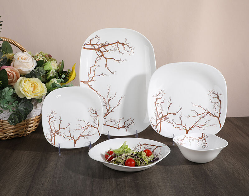 Factory wholesale opal dinnerware set of 25 with decorative flower