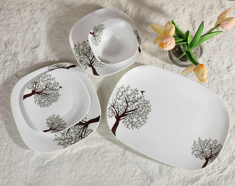 Square Opal Glass Dinnerware Set of 25PCS Wholesale Price Shipment Directly from China