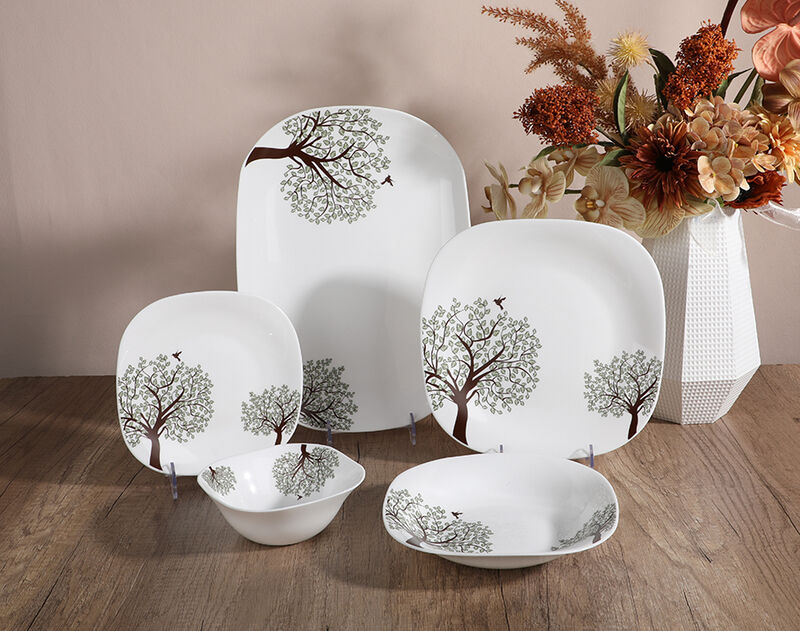 Hot Selling Spinning Opal Glassware Dinner Set Square