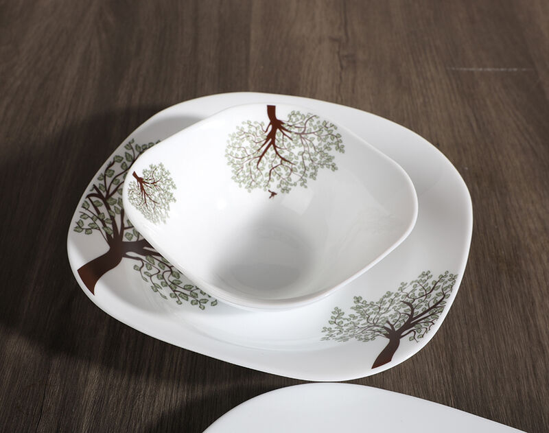 Hot Selling Spinning Opal Glassware Dinner Set Square