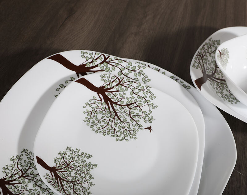 Hot Selling Spinning Opal Glassware Dinner Set Square