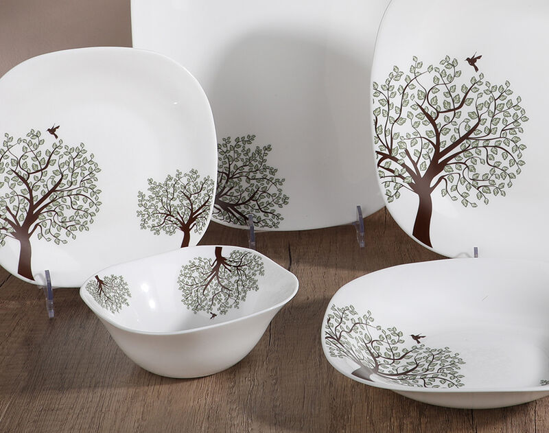 Hot Selling Spinning Opal Glassware Dinner Set Square