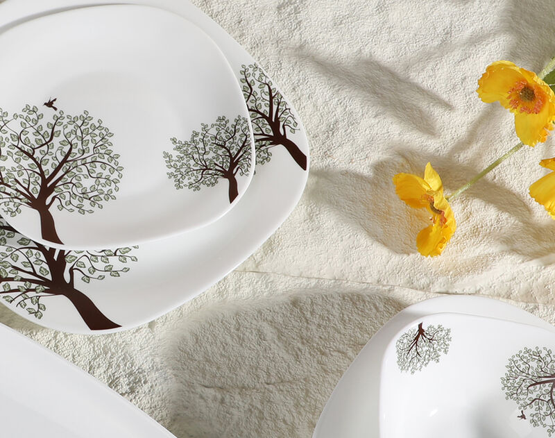 Hot Selling Spinning Opal Glassware Dinner Set Square