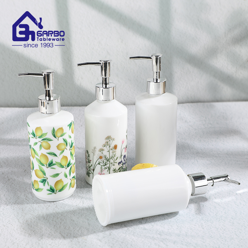 Custom-made white opal glass hand sanitizer dispenser bottles