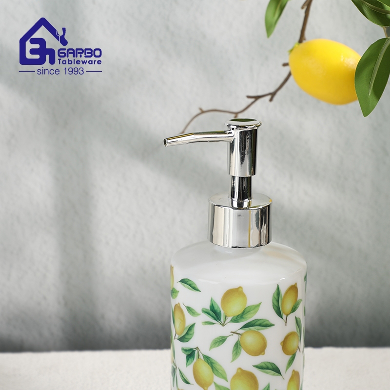 Custom-made white opal glass hand sanitizer dispenser bottles