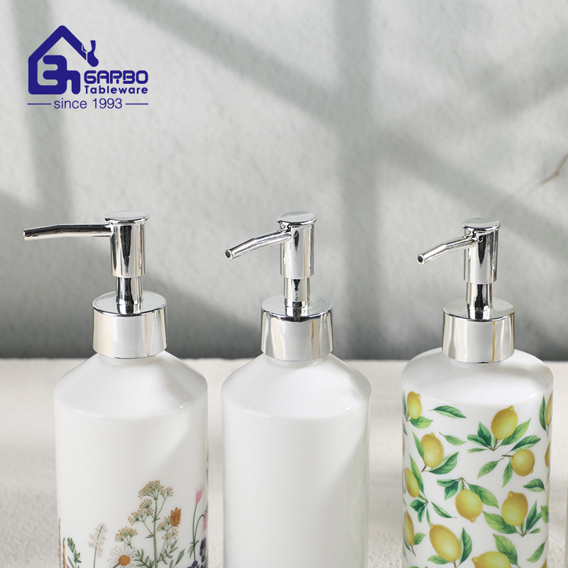 Custom-made white opal glass hand sanitizer dispenser bottles