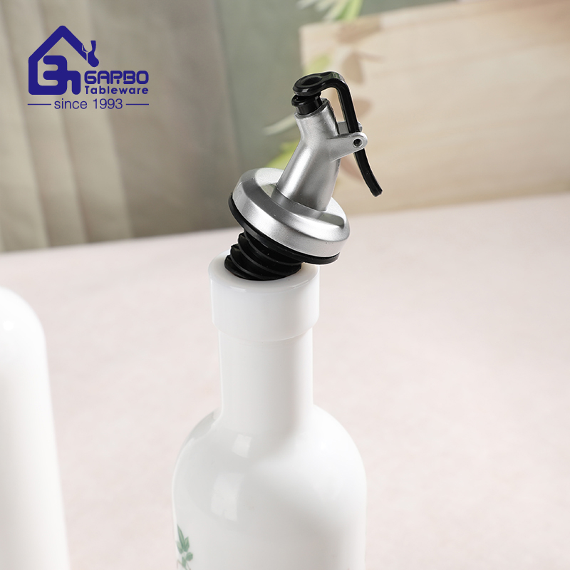 Wholesale White Opal Glass Dispenser with Floral & Olive Print