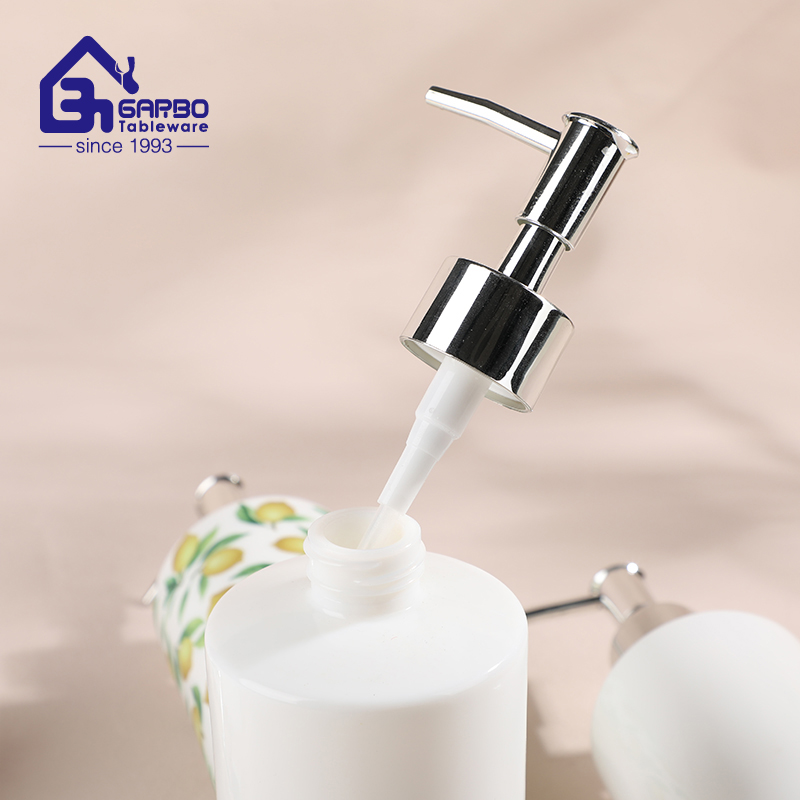 Custom Floral Print White Opal Oil Dispenser with Stainless Steel Spout Kitchen Cooking Oil Vinegar Storage Bottle Hand Wash Soap Dispenser for Bathroom
