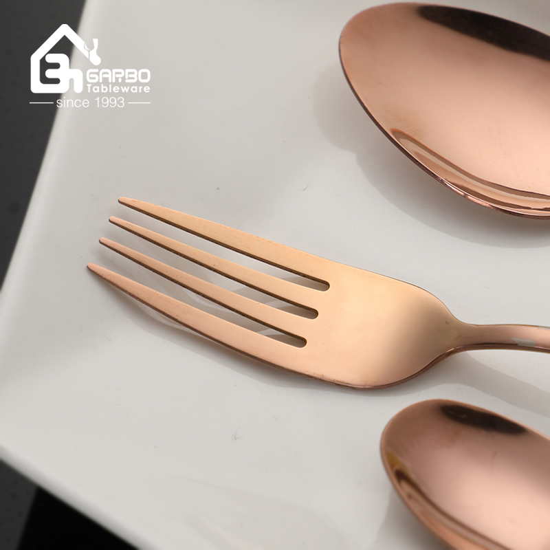 rose golden dinner spoon with laser design handle 