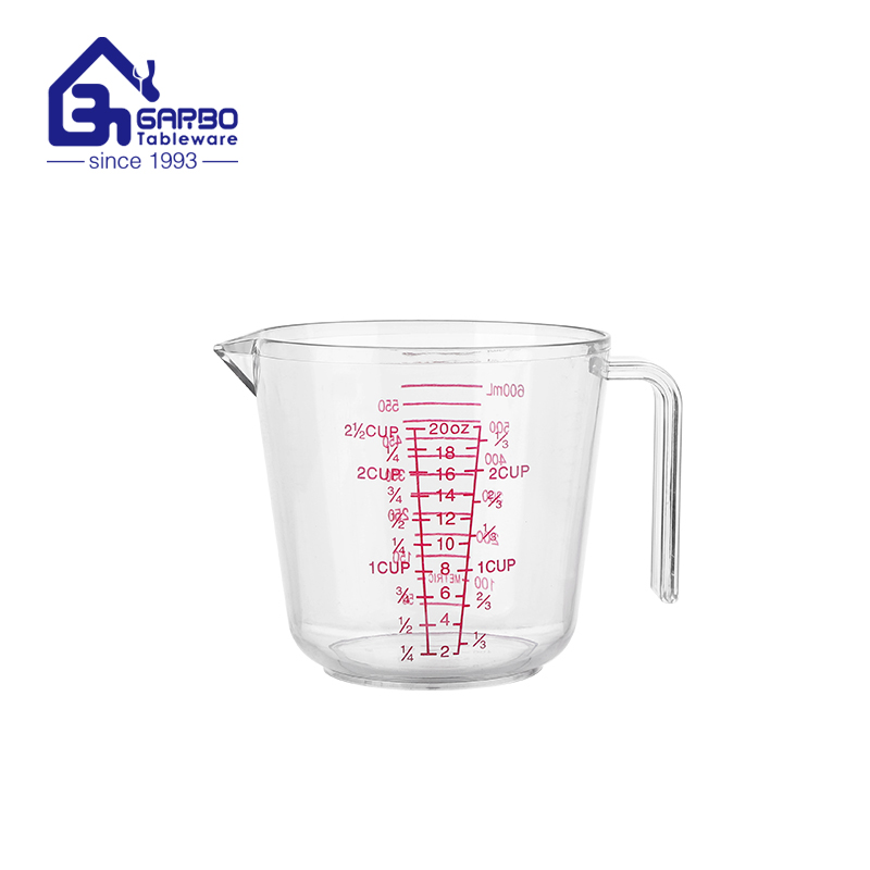 Tasse en plastique personnalisée incassable de tasse de mesure de Plactic de la vente chaude en gros 600ml