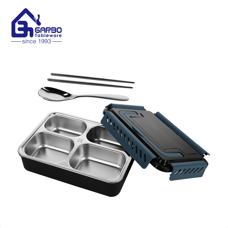 ميزة صندوق الغداء للمطبخ حاوية الطعام SS 304 PP المحمولة مانعة للتسرب مع مقسم
