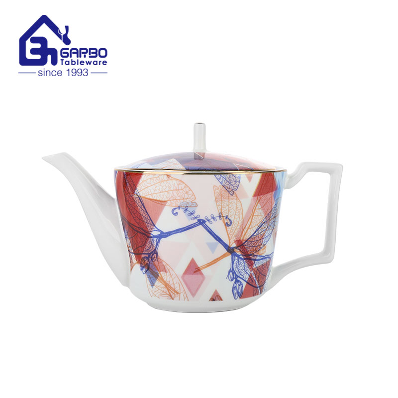 1100ml bone china jug decorated porcelain tea pot with handle for sale