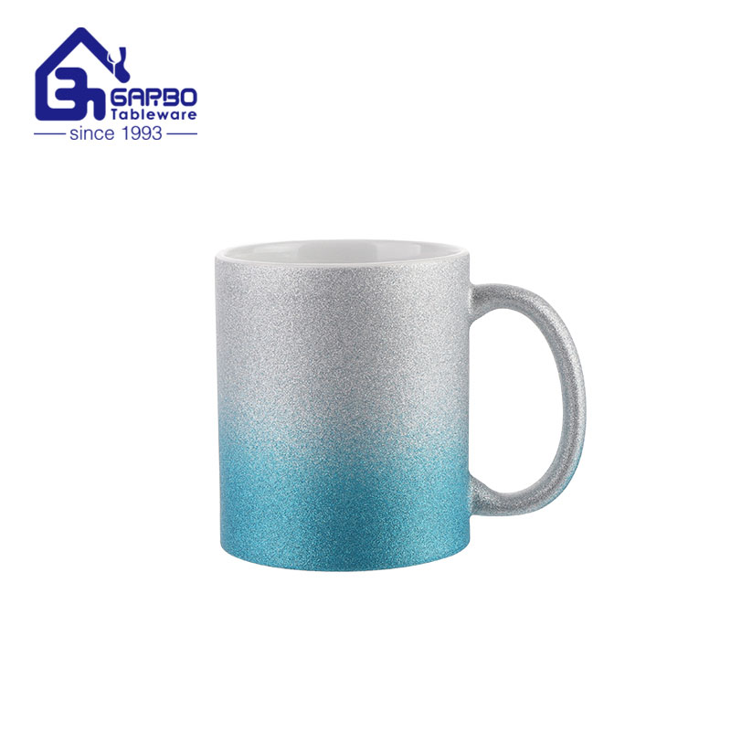 Sublimation 350ml new fashion grey blue double color porcelain espresso mugs