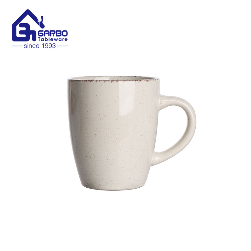 350ml color glazed ceramic mug with brown rim 