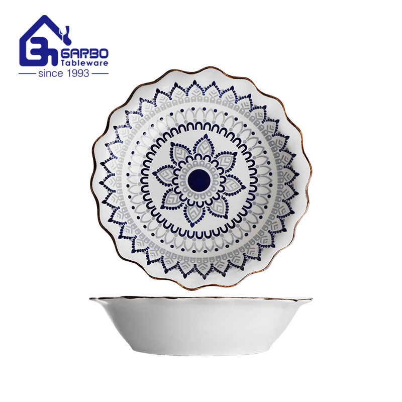 10.6 inch big printing porcelain soup bowl factory in China