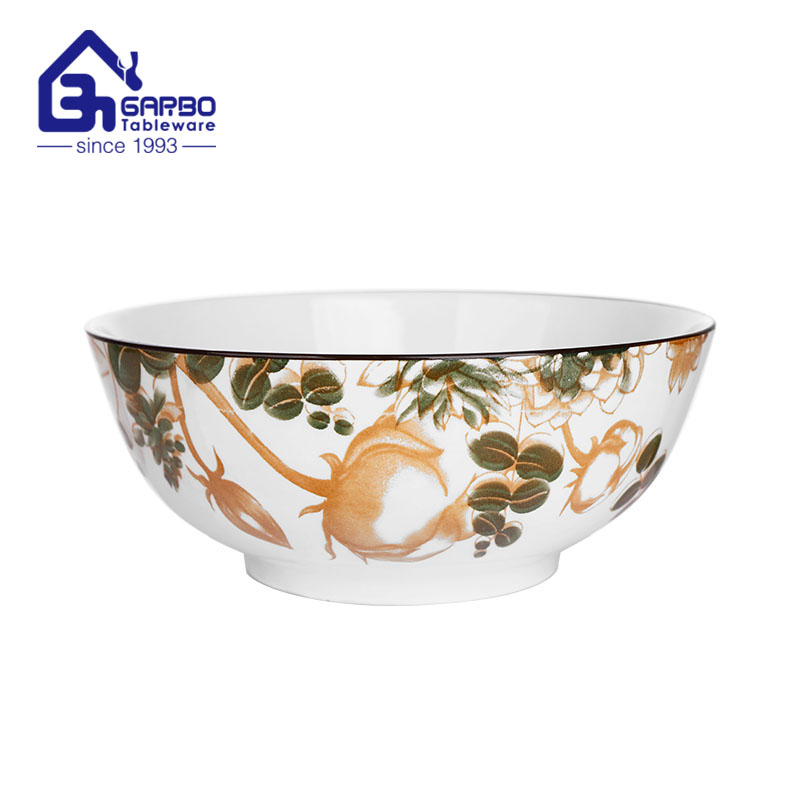 Double color printing porcelain bowl 8inch for serving salad
