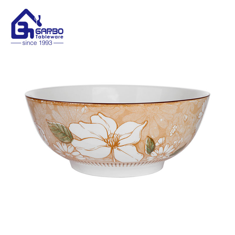 Manufacturer in China 8inch printing flower porcelain salad bowl