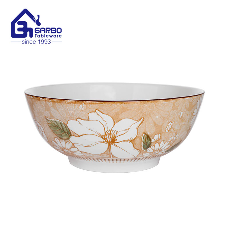 Fabricant en Chine Bol à salade en porcelaine à fleurs d'impression de 8 pouces