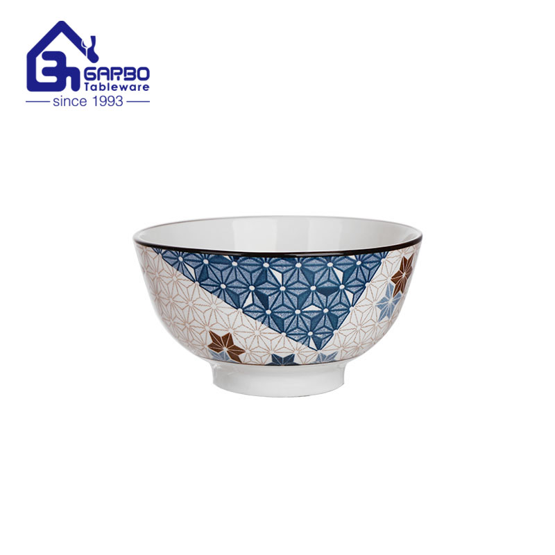 Hotel restaurant ceramic service bowl porcelain rice and noodle bowls with pattern