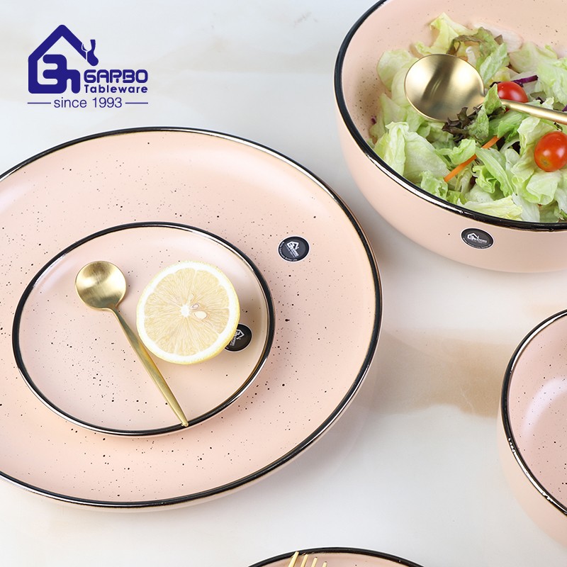 Бонбон бежевого цвета 10.7-дюймовая круглая плоская керамическая обеденная тарелка, керамическое блюдо