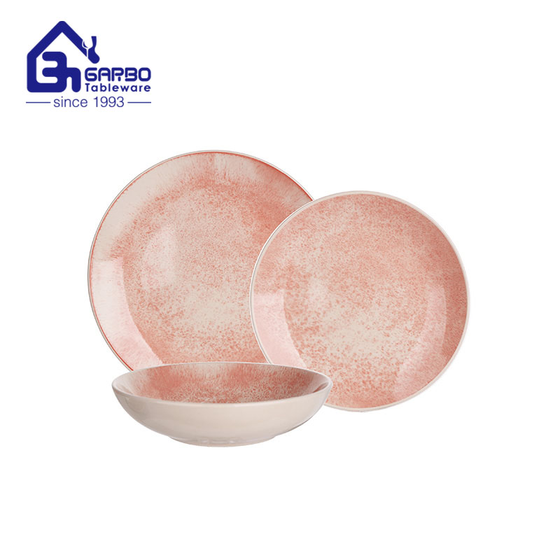 Wholesale online household use stoneware color-glazed dinner set for 12 people