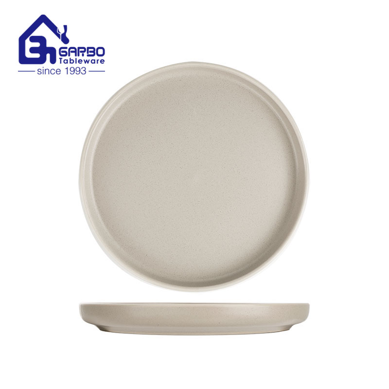 Khaki color-glazed 8inch stoneware ceramic plate
