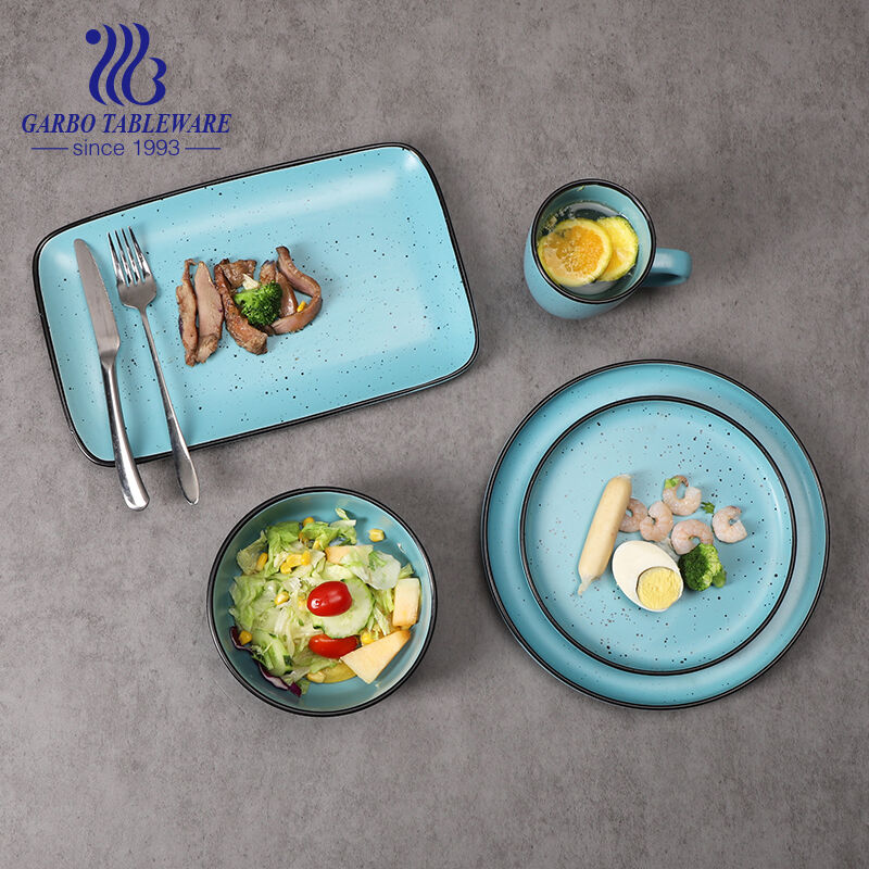 O fascínio do novo design do conjunto de jantar em grés vitrificado colorido da Garbo International
