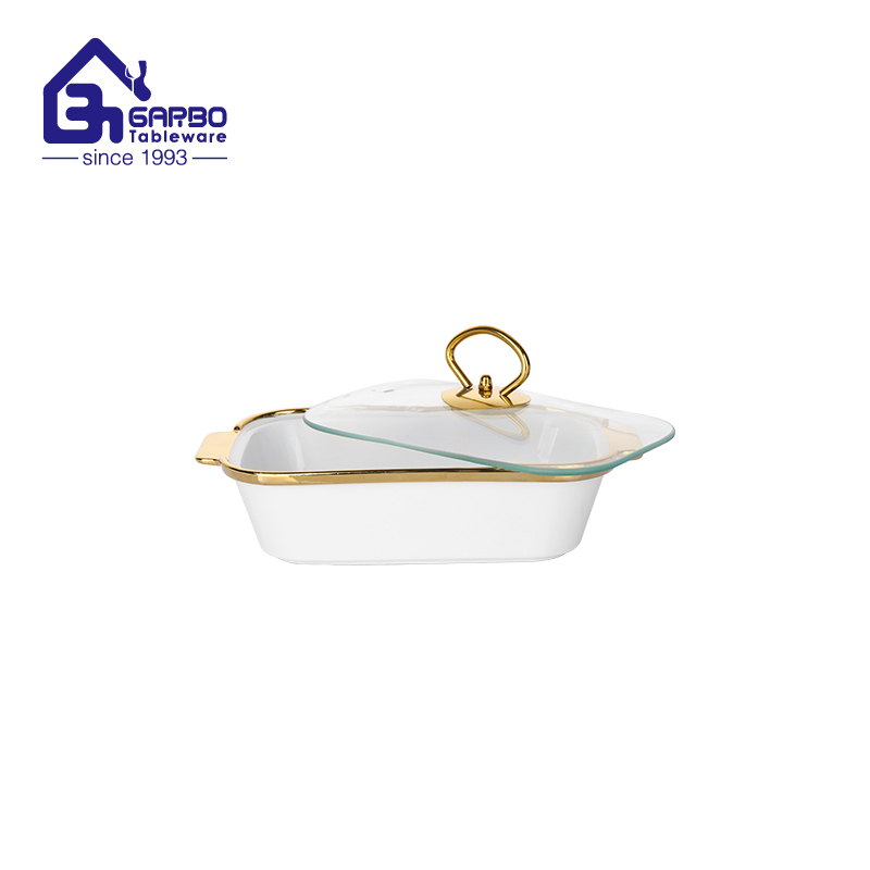 Premium quality porcelain square 690ml casserole for serving