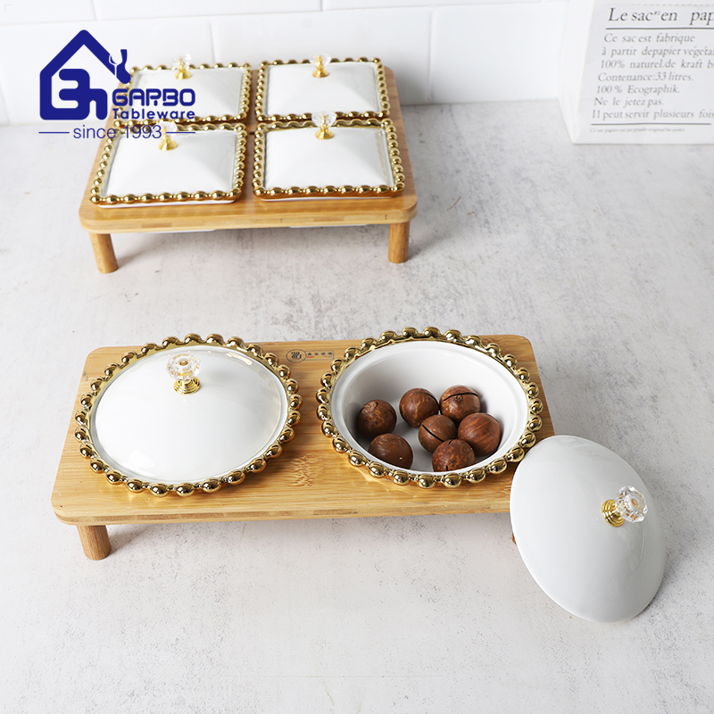 Research report on the international market development potential of ceramic small bowl with lid and electroplated edge with bamboo stand set