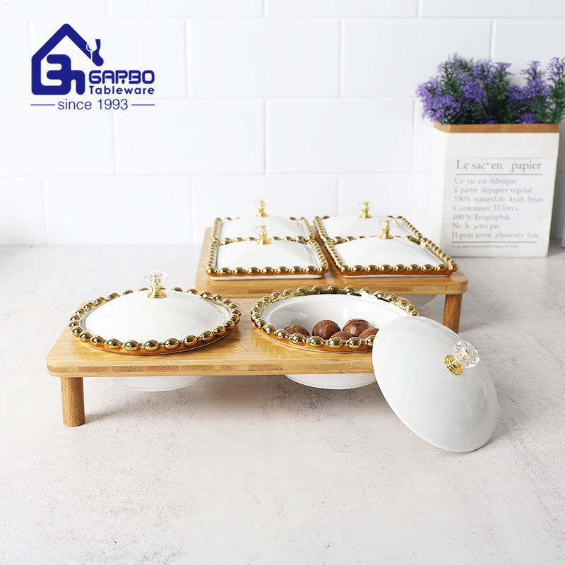 Research report on the international market development potential of ceramic small bowl with lid and electroplated edge with bamboo stand set