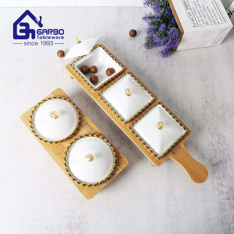 Research report on the international market development potential of ceramic small bowl with lid and electroplated edge with bamboo stand set