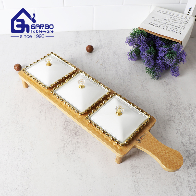 Research report on the international market development potential of ceramic small bowl with lid and electroplated edge with bamboo stand set