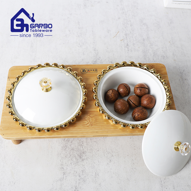 Research report on the international market development potential of ceramic small bowl with lid and electroplated edge with bamboo stand set