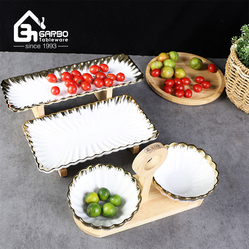 Question and answer recommendation: Chaozhou-made reinforced porcelain electroplated gold with wooden frame ceramic set, showing quality and style