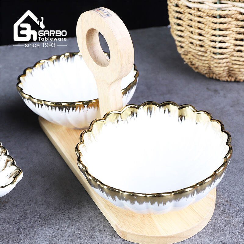 Question and answer recommendation: Chaozhou-made reinforced porcelain electroplated gold with wooden frame ceramic set, showing quality and style