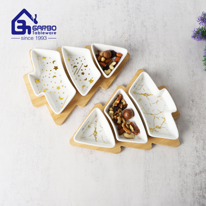 Creativity and practicality coexist: Garbo Tableware Christmas tree-shaped laminated porcelain dessert plate set