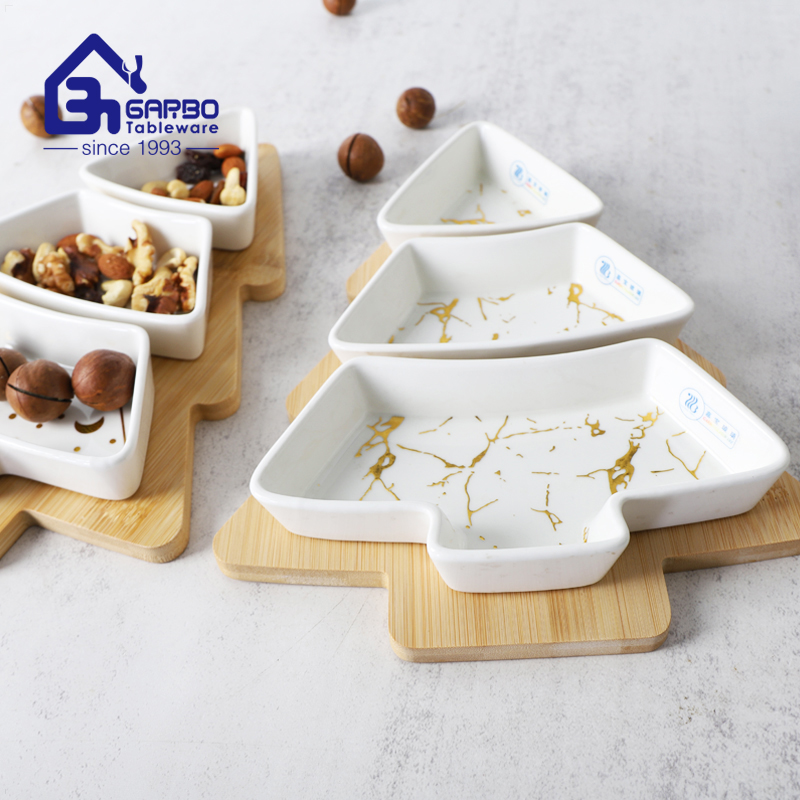 Creativity and practicality coexist: Garbo Tableware Christmas tree-shaped laminated porcelain dessert plate set