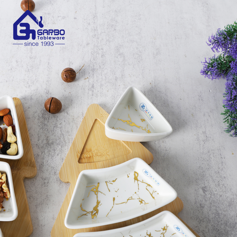 Creativity and practicality coexist: Garbo Tableware Christmas tree-shaped laminated porcelain dessert plate set
