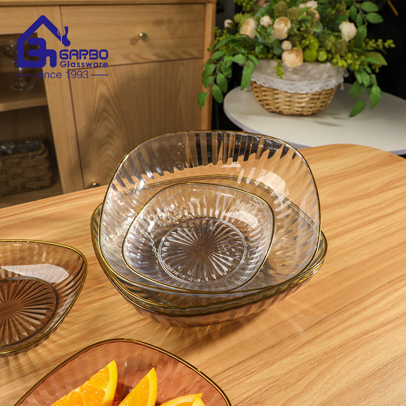 Luxury 6 inches PET fruit plate plastic snack plate with gold rim