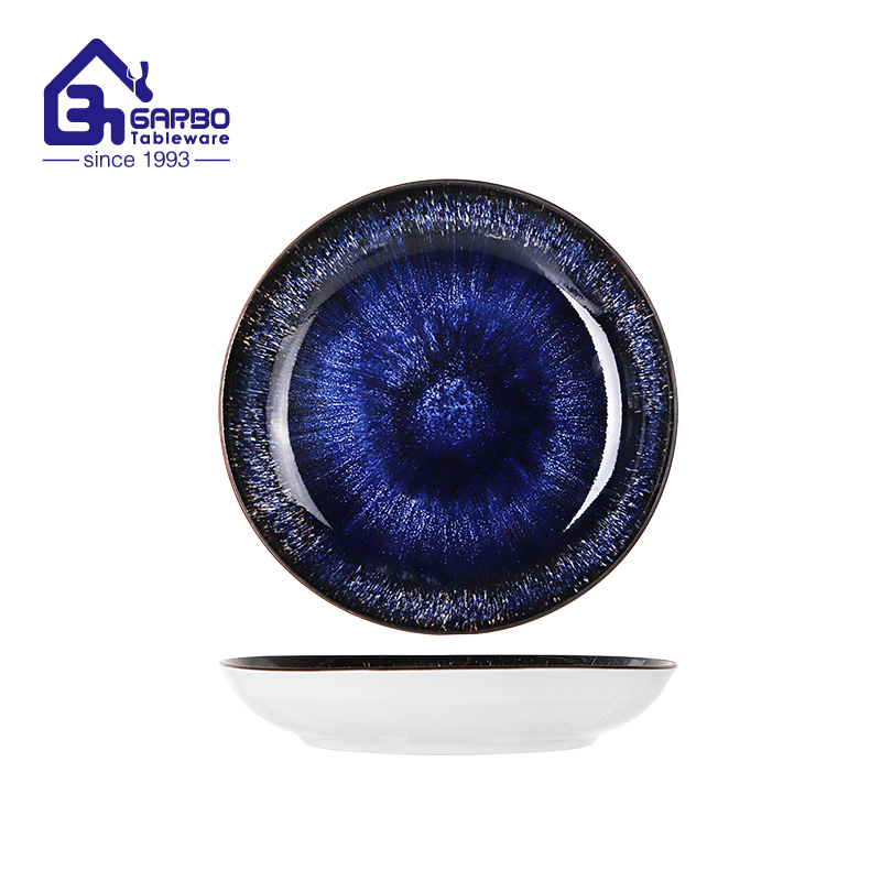 China manufacturer 9 inch dark blue ceramic plate for wholesale
