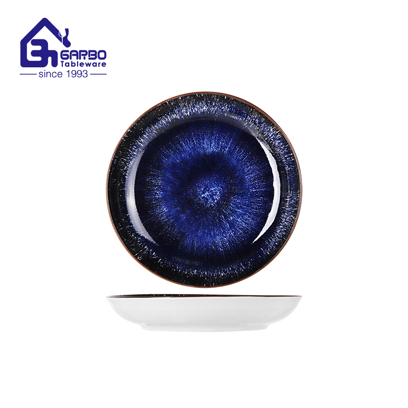 8.07inch Customized Pattern Ceramic Plate for Home and Hotel Using