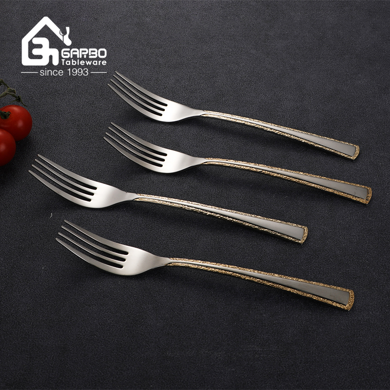 Middle East Luxury Wedding Use Dinner Fork Gold Plated Embossed Handle Cutlery Middle East Luxury Wedding Use Dinner Fork Gold Plated Embossed Handle Cutlery