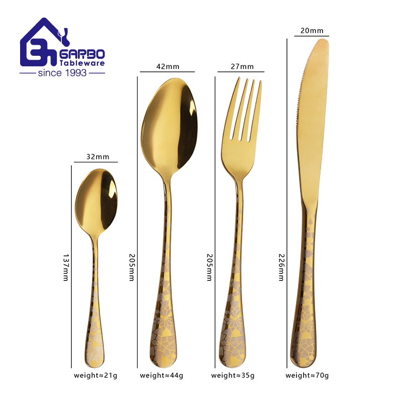 OEM ODM Flatware 13-0 stainless steel gold dinner knife